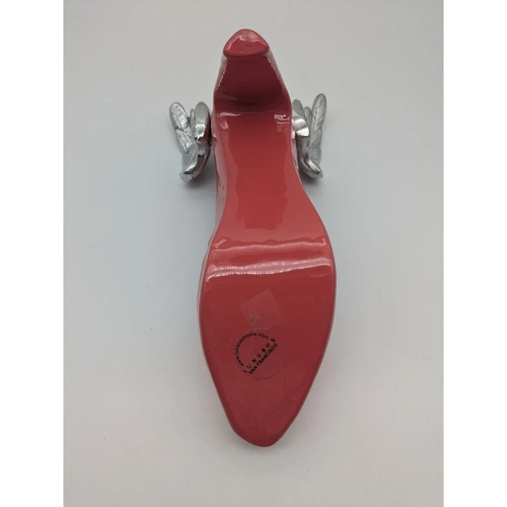 Lunares San Francisco Pink Winged High Heel Cast Metal Sculpture Enamel Finish